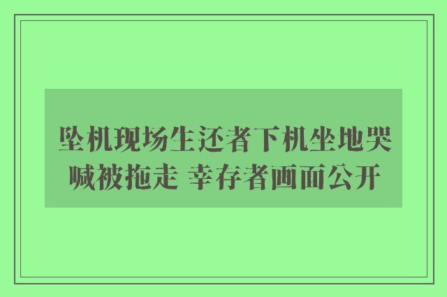 坠机现场生还者下机坐地哭喊被拖走 幸存者画面公开