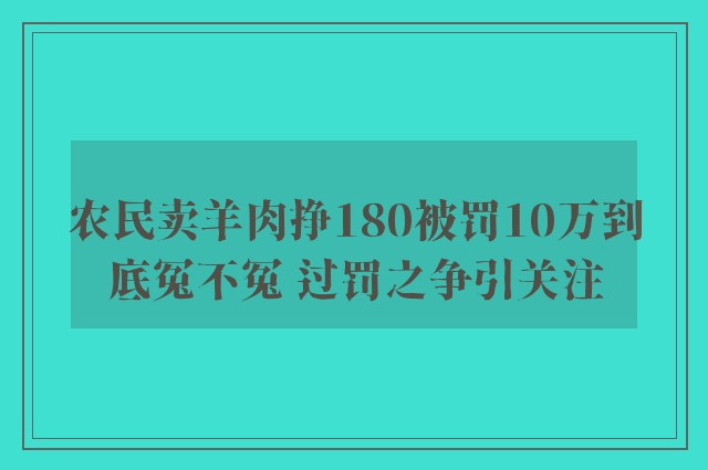 农民卖羊肉挣180被罚10万到底冤不冤 过罚之争引关注