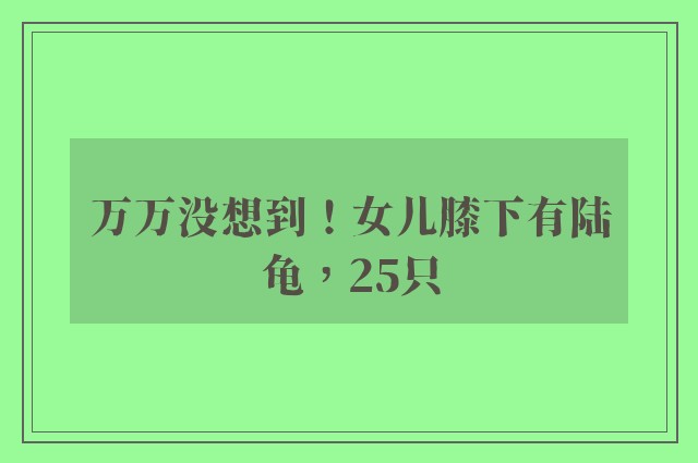 万万没想到！女儿膝下有陆龟，25只