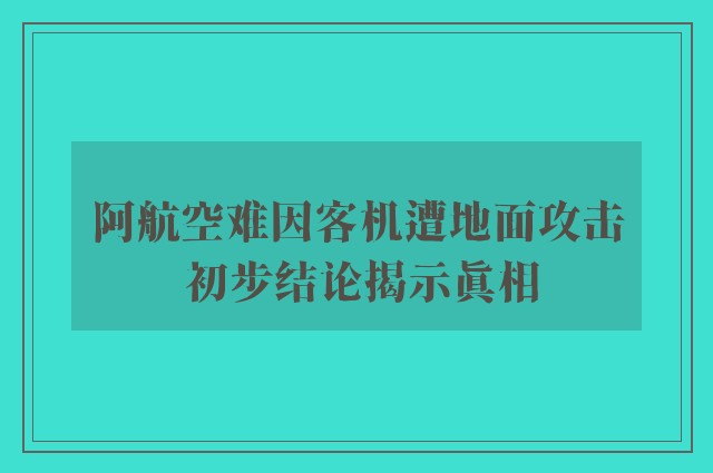 阿航空难因客机遭地面攻击 初步结论揭示真相